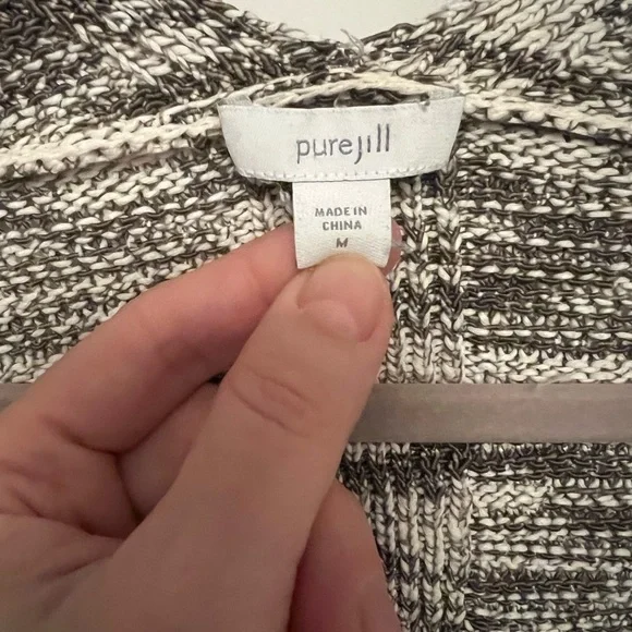 J. Jill Pure Jill Mixed-Stitch Marled Cardigan Open Front Size Medium - Picture 6 of 9